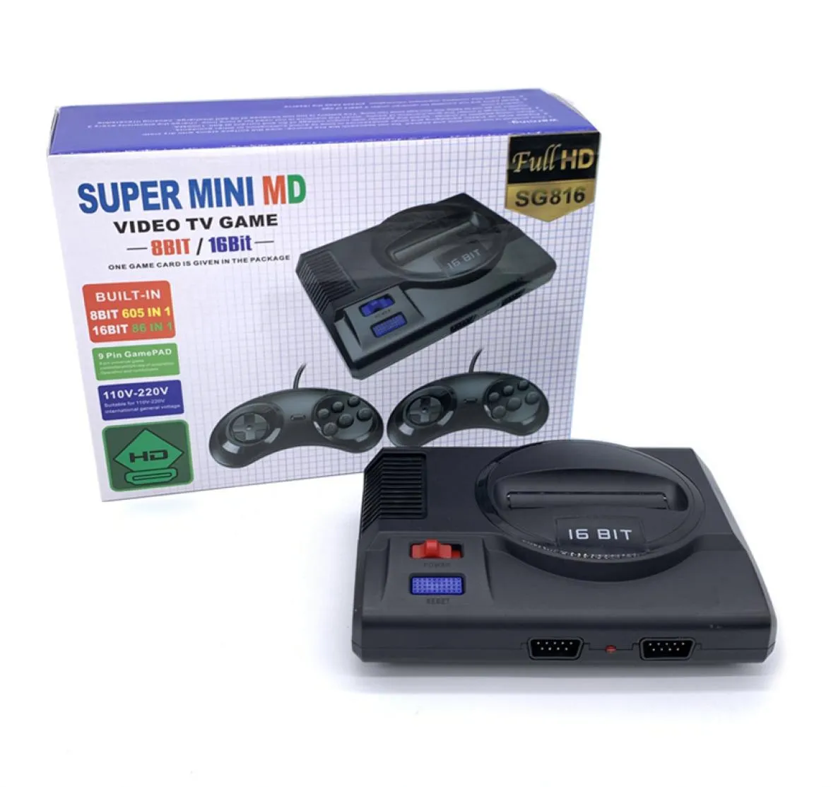 MD SG816 Super Retro Mini TV -videospelkonsol för Sega Mega Drive MD 16Bit 8Bit 600 Plus Classic Retro Buildin Games med 2 GAM3596102