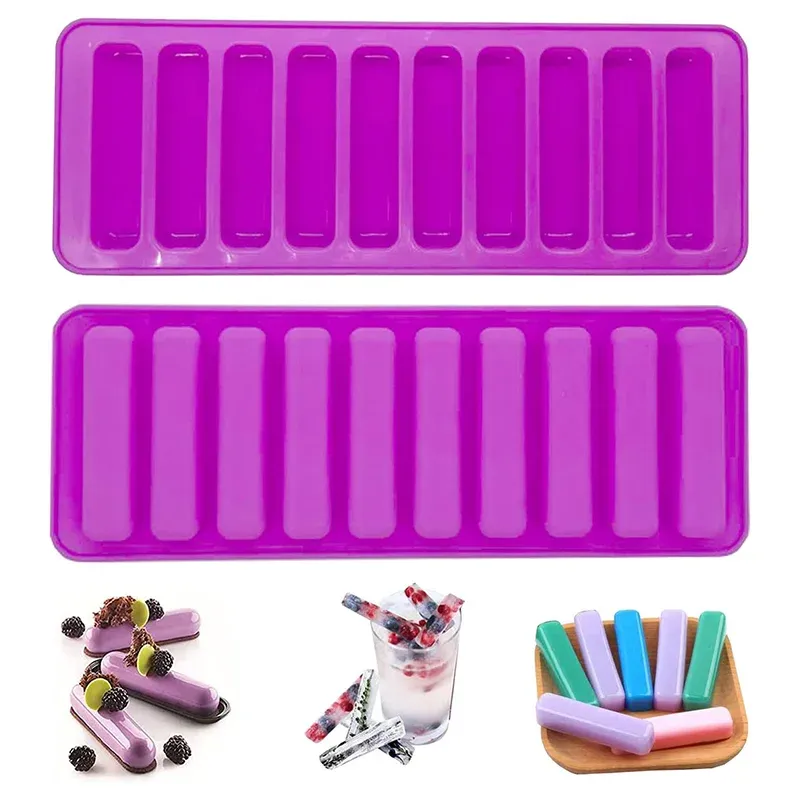 Moulds 10 Holes Silicone Forms Long Strip Finger Biscuit Silicone Mold Oven Cake Puff Ice Cube Mould Tray Bakeware DIY Baking Tools