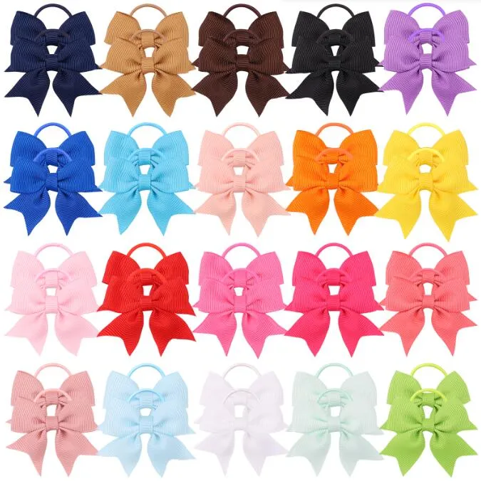 Baby Hair Band Girls Ties Bows Elastic Rubbery Band Baby Bow Hair Band Candy Color Flower Hair Cies