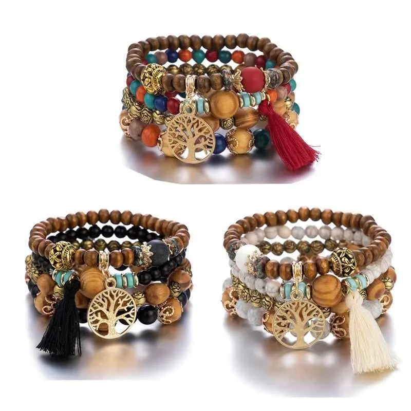 DHgate.com:Boho Chic 4-Piece Tree of Life Charm Bead