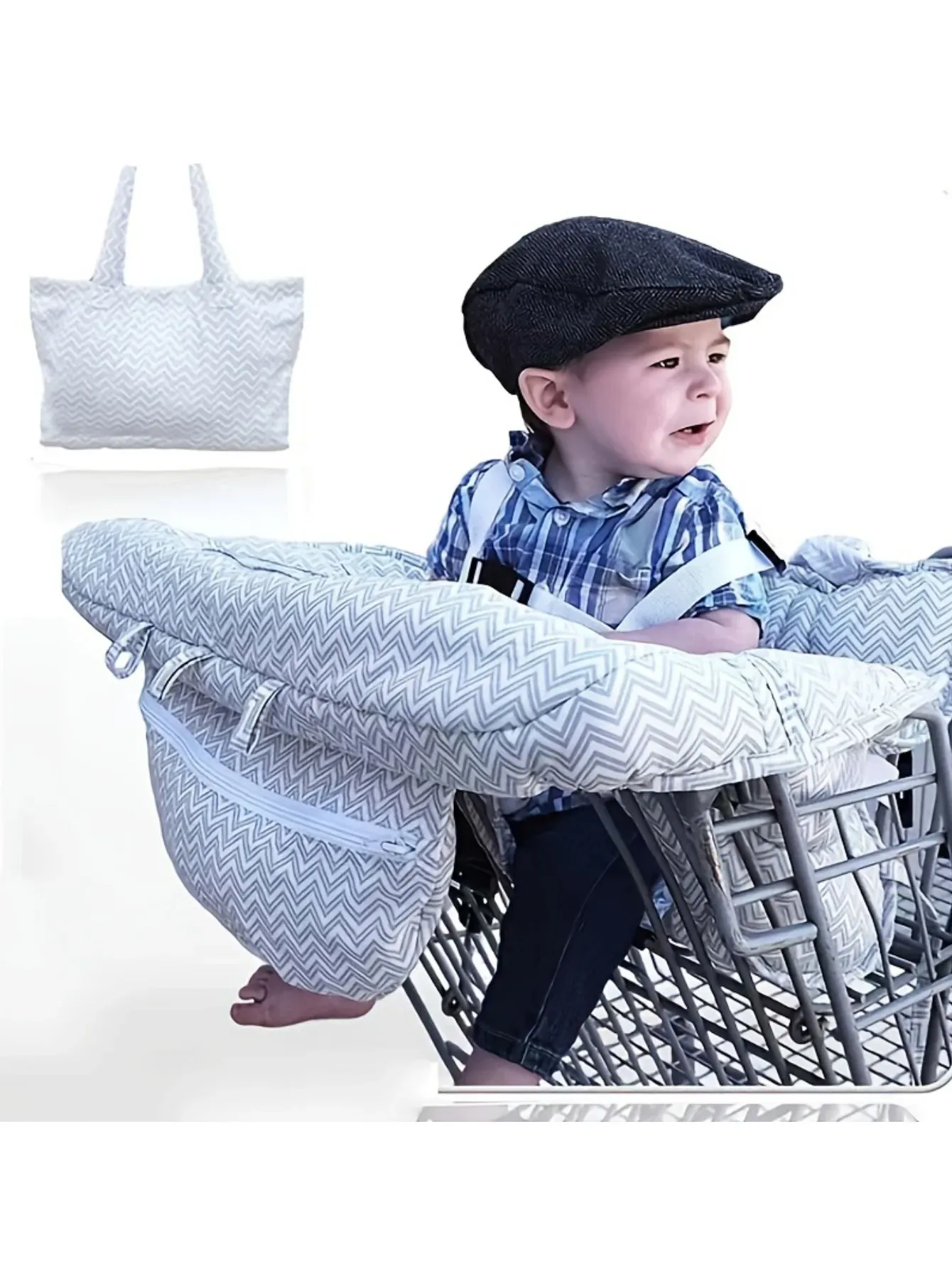Couvre un coussin de panier d'achat bébé imprimé Coton doux confortable et portable facile à installer une protection complète
