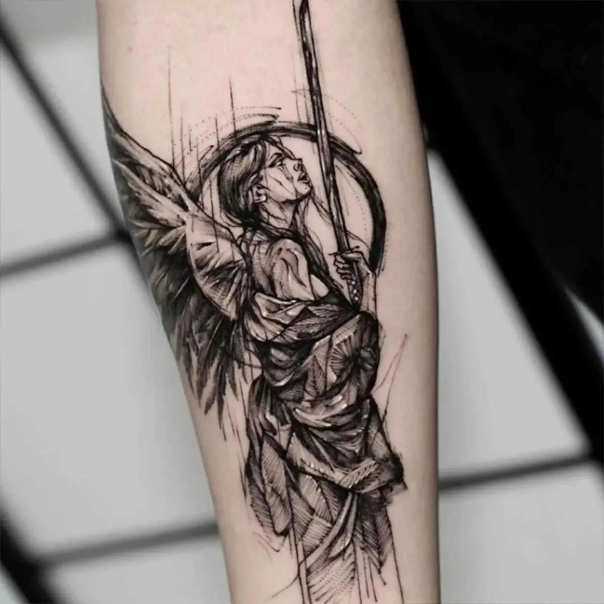 Tattoo Transfer Lasting Herbal Angel Fake Tattoo for Woman Man Arm Art Tattoo Sticker Punk Temporary Tattoos Waterproof Tatuajes Temporales 240427