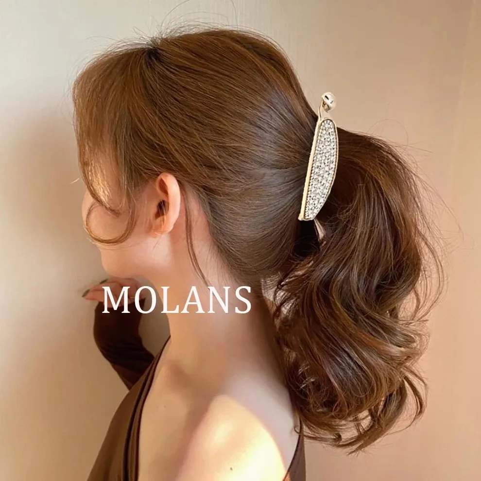 Molans Rhinestone Banana Shape Hair Claws for Women Girls Hair Clips Barrettes Pony Cotail Holder Hairpins Fashion Hair Accessori