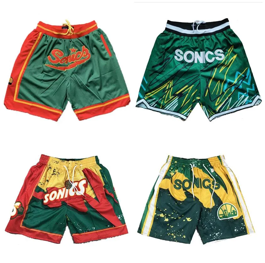 Shawn Kemp Ed Just Don Basketball Shorts Hip Pop Summer Pant avec poches Papes de survêtement Zipper Vêts de sport Breathable Gym Training Plage Courte