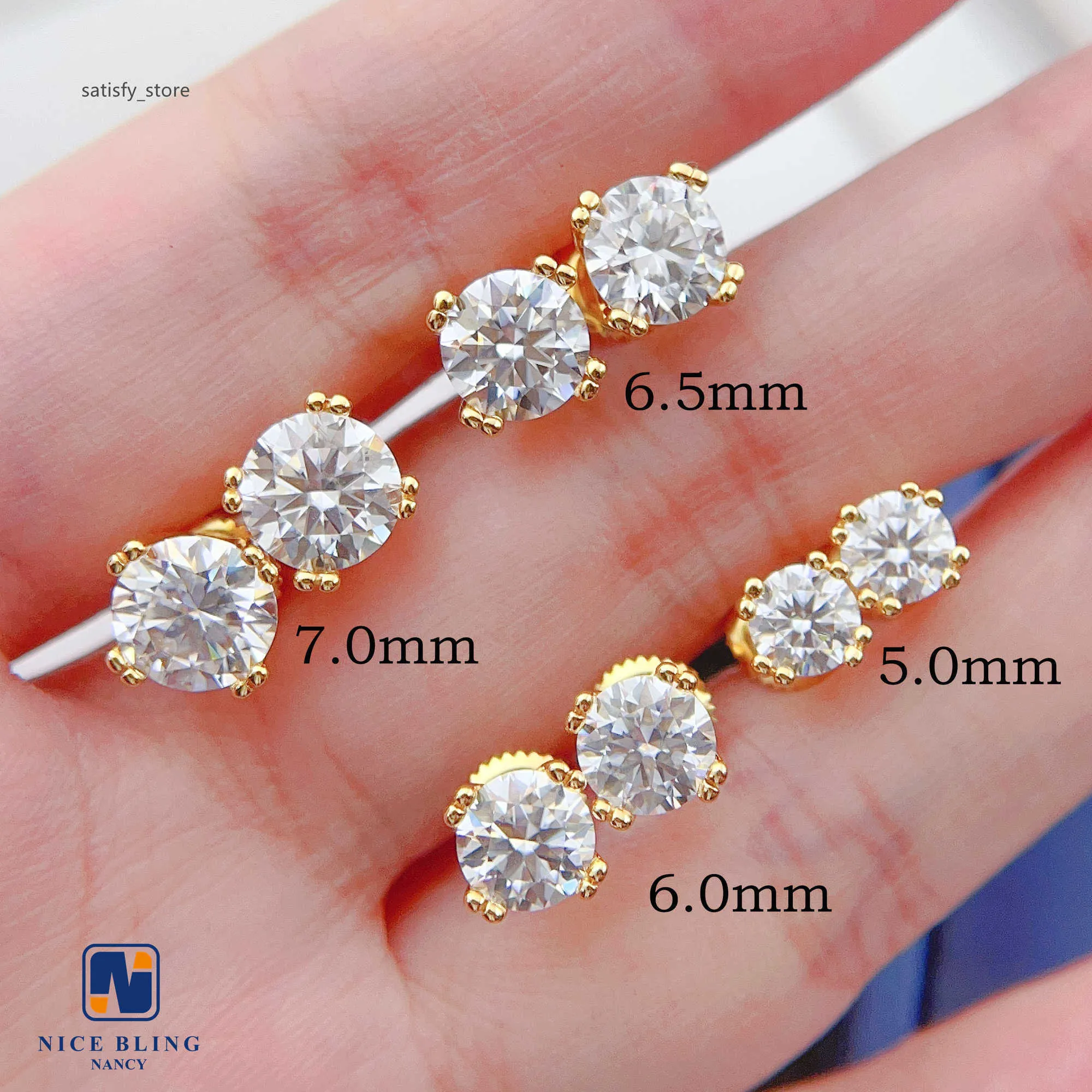 Pendientes de moda más vendidos Mujeres 925 Pendientes de sementales de plata esterlina 2 mm a 8 mm 8 garras redondeadas vvs pendientes de joyas moissanite