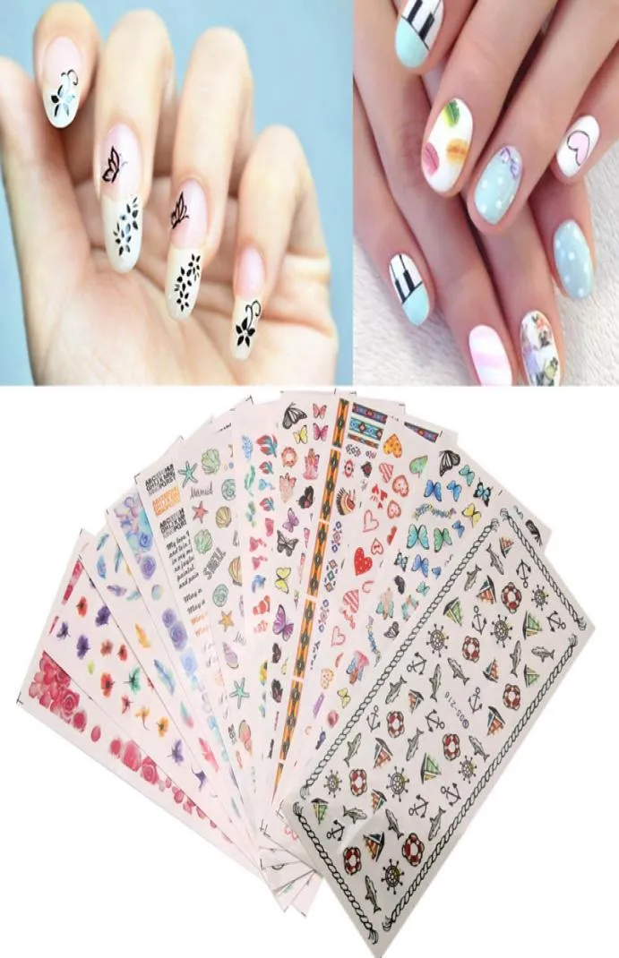 12 Decalques de marca d'água Sheetsset Decas de unha Decorações de arte Manicure Dicas de unhas Decals1045390