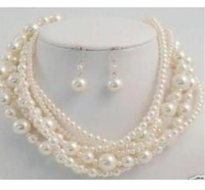 Köp pärlsmycken fin naturlonger 100quot 4to 10mm South Sea Perfect Round White Pearl Necklace Earring6395087