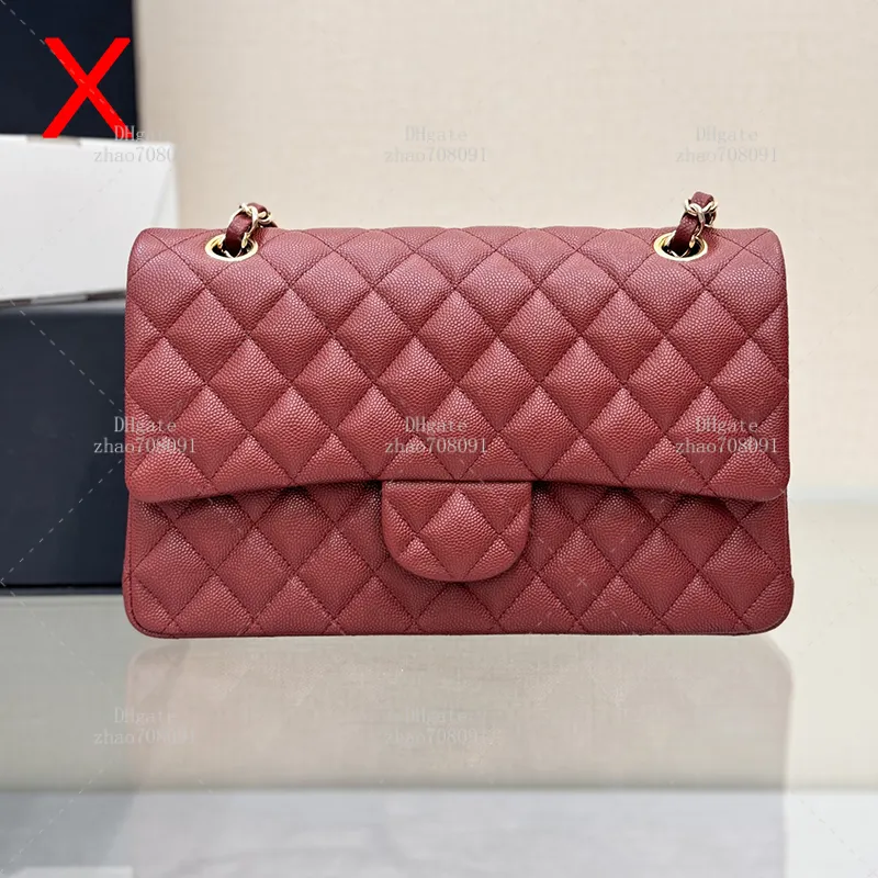 Designer Caviar Calfskin Flap Leather Shoulder Bag For Women