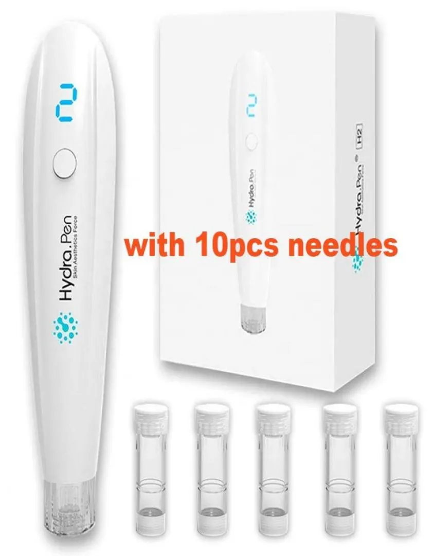 Hydrapen h2 recarregável com 10pcs agulha de selo de selo de caneta de caneta de caneta de caneta de caneta sérica de dermapen drpen ultima microneedle hydra PEN8866932