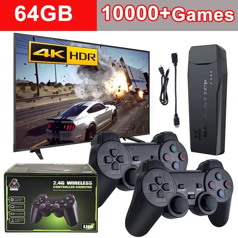 Players 10000 Classic Games M8 Game Stick Lite Video Game Console Wireless Retro Emulator Console 4K HD TV Sortie pour PS1 / FC / GBA