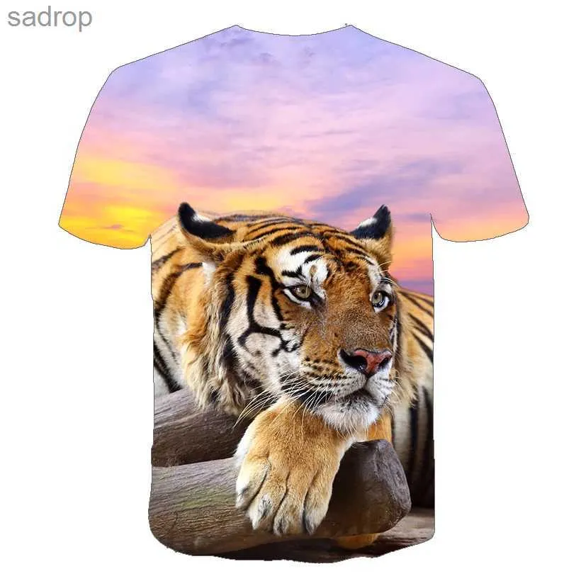 T-shirts voor heren Nieuwe Tiger 3D-geprinte heren en dames Childrens T-shirt Fun modieus coole coole dierenprint top ademende lichtgewicht zomer short sleevedxw