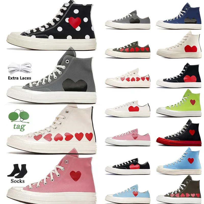 Jogging Walking High Top Vintage Commes Des Garcons X 1970-talsdesigner Canvas Shoes Womens Mens All Star Classic 70 Chucks Taylors Low Multi-Heart Sneakers Trainers