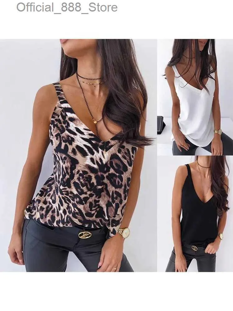 Женские танки Camis new Fashion Leopard Print Chicly Chefon Classic V-образный вырезы