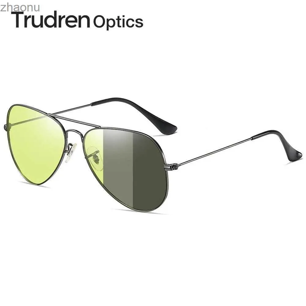 Солнцезащитные очки Trudren Unisex Aviation Фотохромные поляризованные солнцезащитные очки, подходящие для драйверов Night Vision Anti -Marar