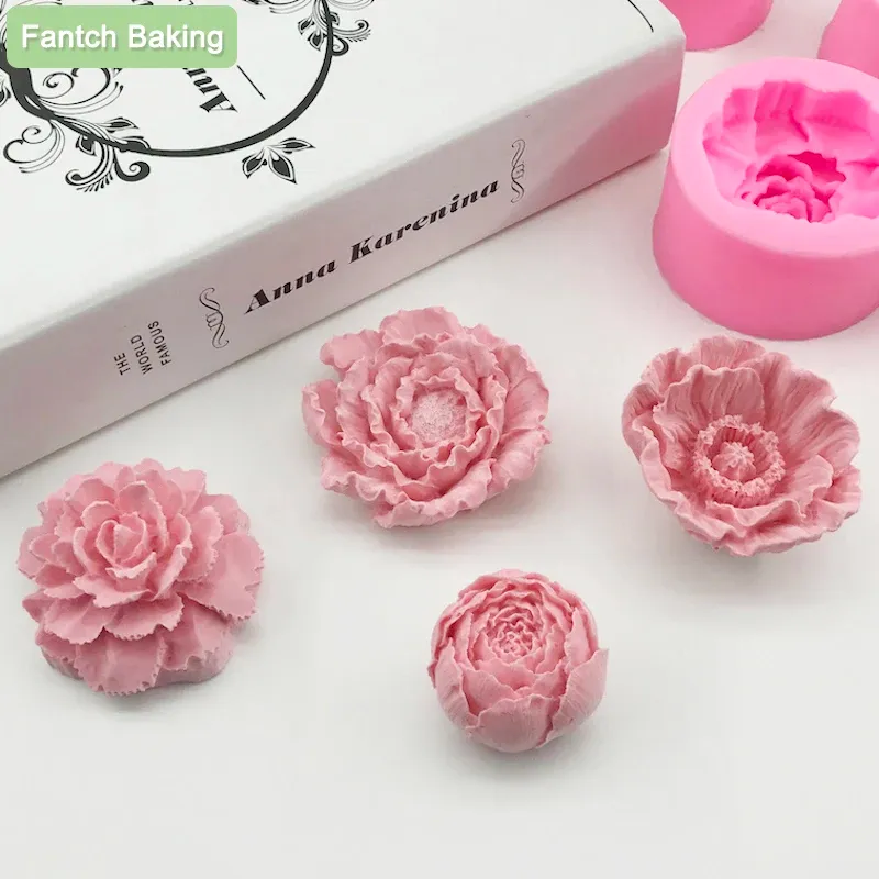 Moulds 3D Rose Flower Moulds DIY Plaster Work Clay Resin Art Soft Silicone Fondant Cake Mold Soap Ice Chocolate Decoration Baking Tool