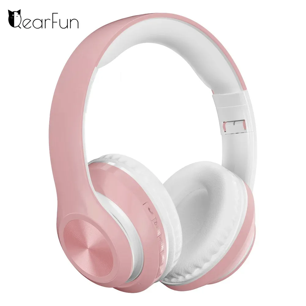 Sandals Kids Wireless fones de ouvido com microfone, capacete de jogos para meninas rosa, fone de ouvido Bluetooth para crianças, presente, presente