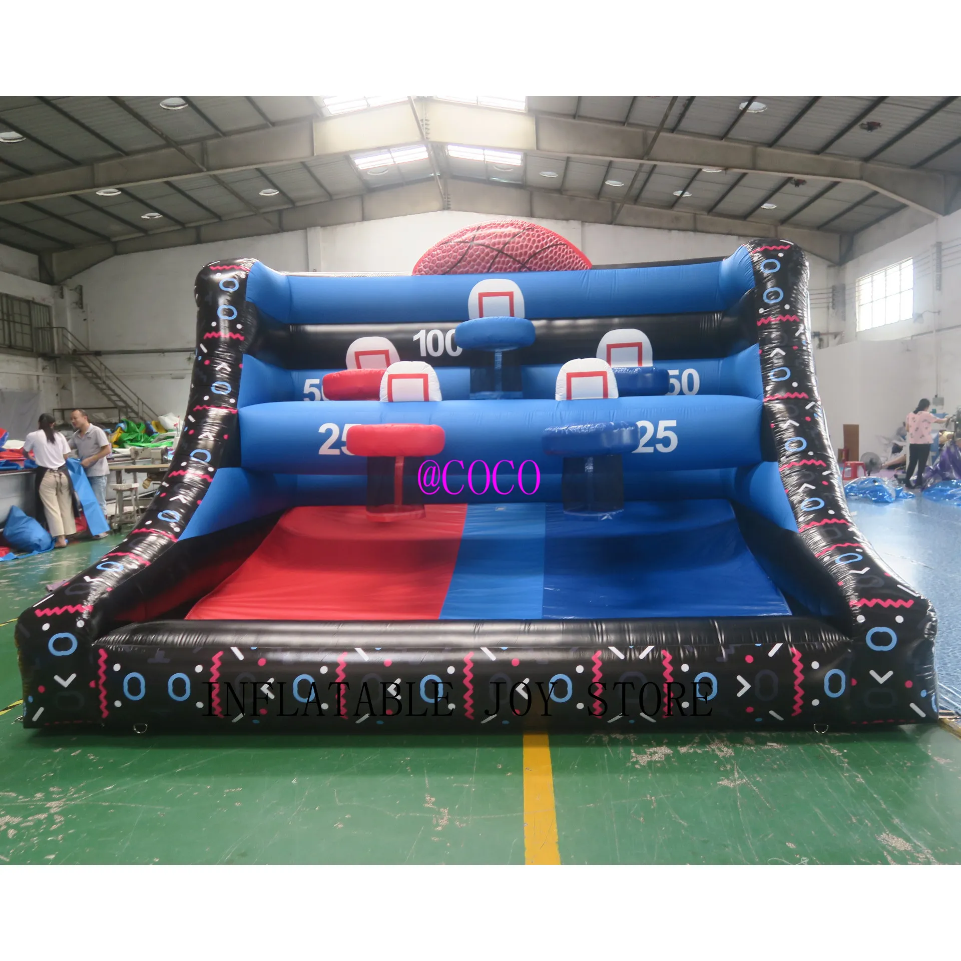 Activités de plein air 4MWX3MLX3,5MH (13.2x10x11.5ft) avec 6 balles Games de basket-ball gonflables Tolning Sport Game pour les enfants et les adultes