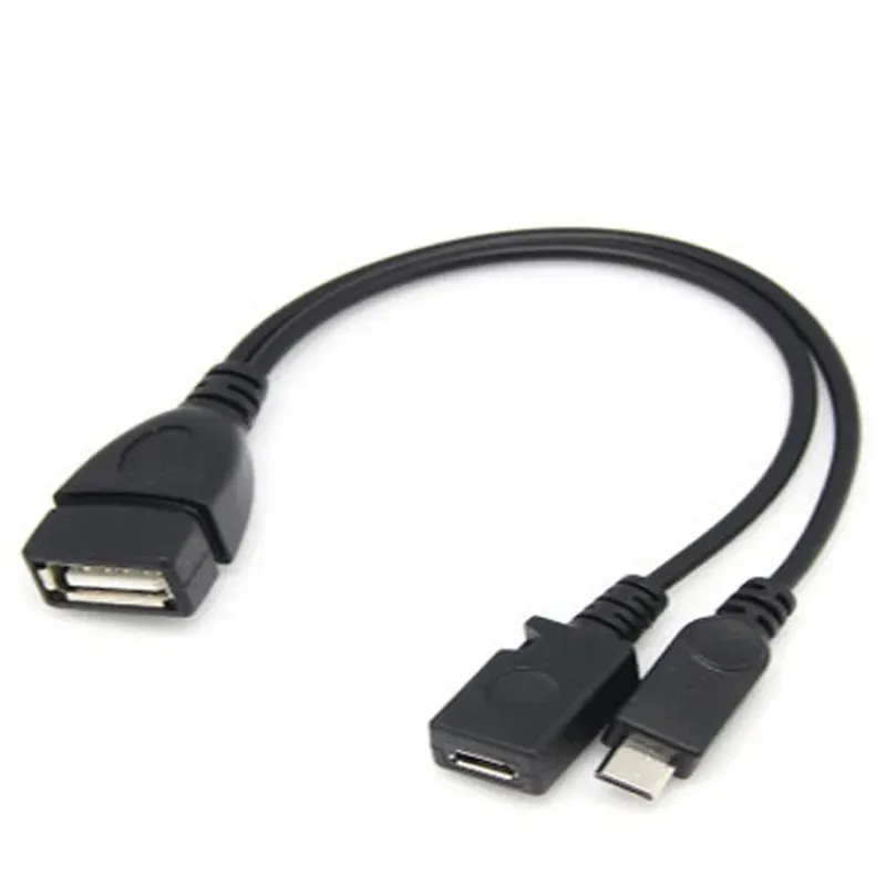 2024 2 In 1 OTG Micro USB Host Power Y Splitter USB Adapter To Micro 5 Pin Male Female Cablefor OTG Micro USB Host Cable