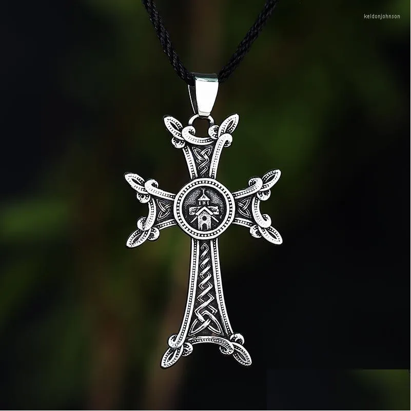 Pendant Necklaces Fashion 316L Stainless Steel Armenian Orthodox Cross Necklace Party Chain Couples Jewelry Gifts For Man Drop Delive Dh0Xa