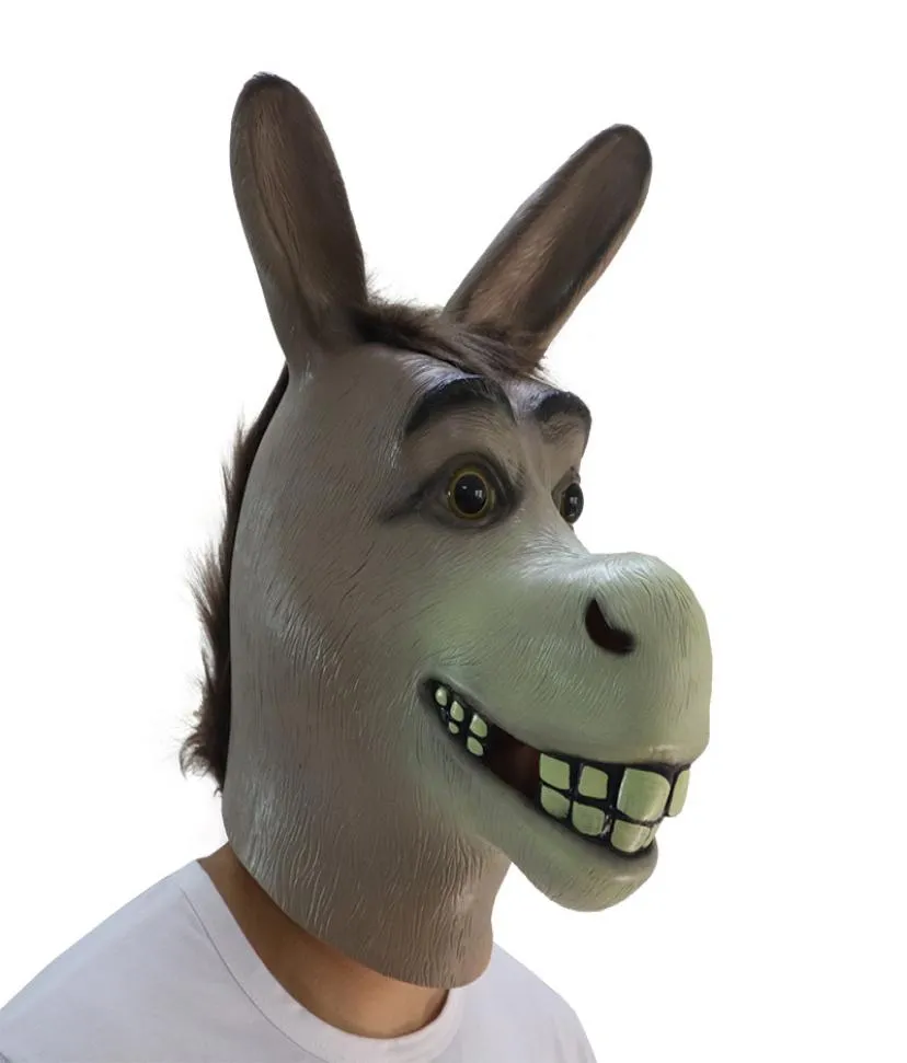 Zabawne dorosłe przerażające śmieszne donkey konia maska ​​lateks Halloween zwierzęcy cosplay zoo zoo rekwizyt imprezowy festiwal masek 3938786