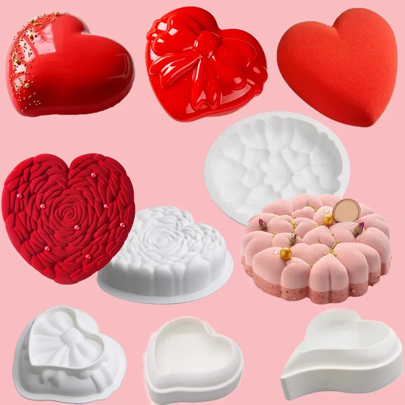 Moules de la Saint-Valentin pour dessert plaque de pâtisserie coeur moule en silicone pour la cuisson mousse alimentaire Moules de gâteau en silicone