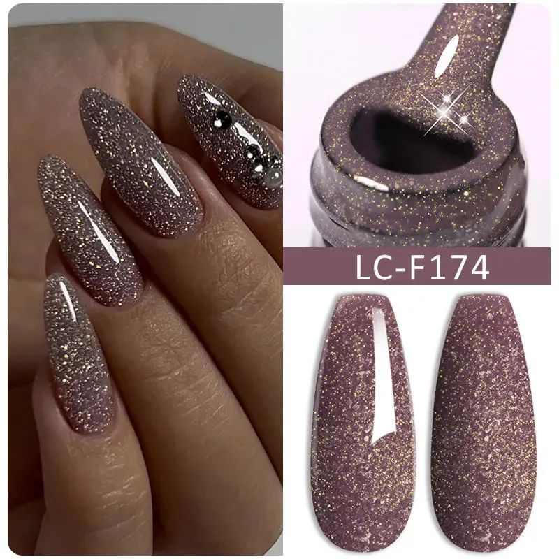 Lilycute nude glitter color colore scintillante gel smalto gel molla a lungo durata per manicure immergersi dalla vernice top coat di base Y240425