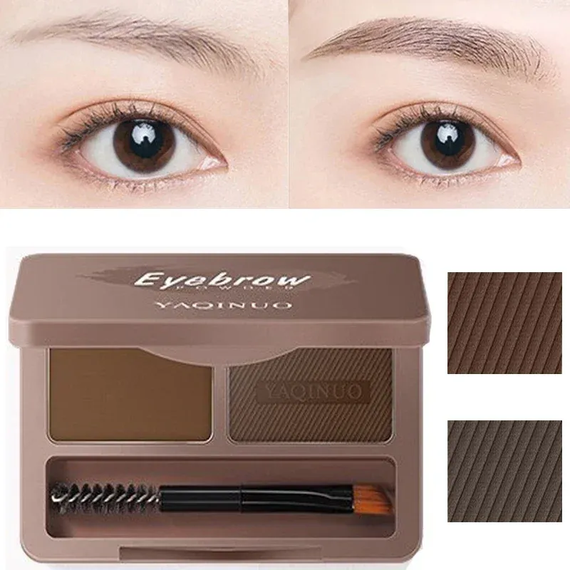 Enhancers 2 Color Eyebrow Powder Waterproof Sweatproof Longlasting Eyebrow Makeup Palette Color Fast with A Doubleended Makeup Brush