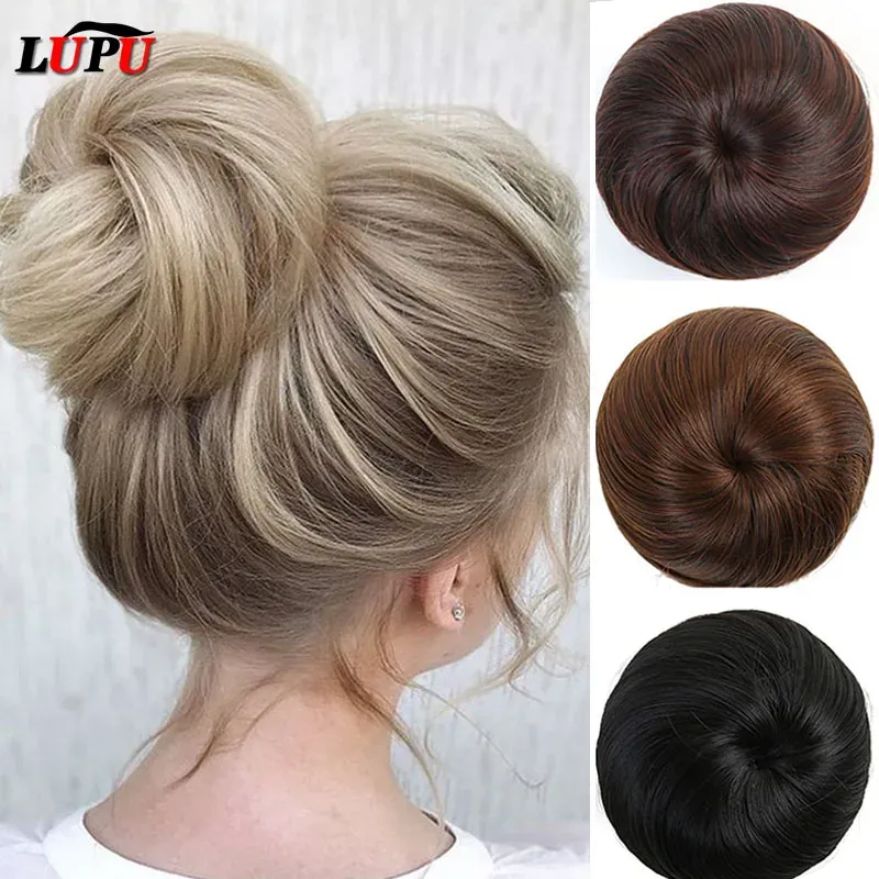 Chignon lupu Synthetic Hair Can Bun SCRUCHIE CHISTIC CHISTIC FAD di clip per capelli ad alta temperatura per capelli.