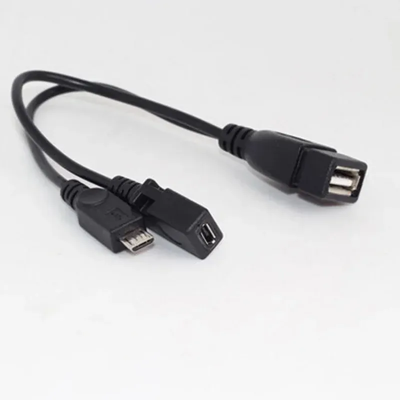 2024 1pc 2 в 1 OTG Micro USB -хост -мощность Y Splitter Adapter USB -адаптер Micro 5 -контакт -самца кабеля кабеля Micro USB Micro USB Micro USB