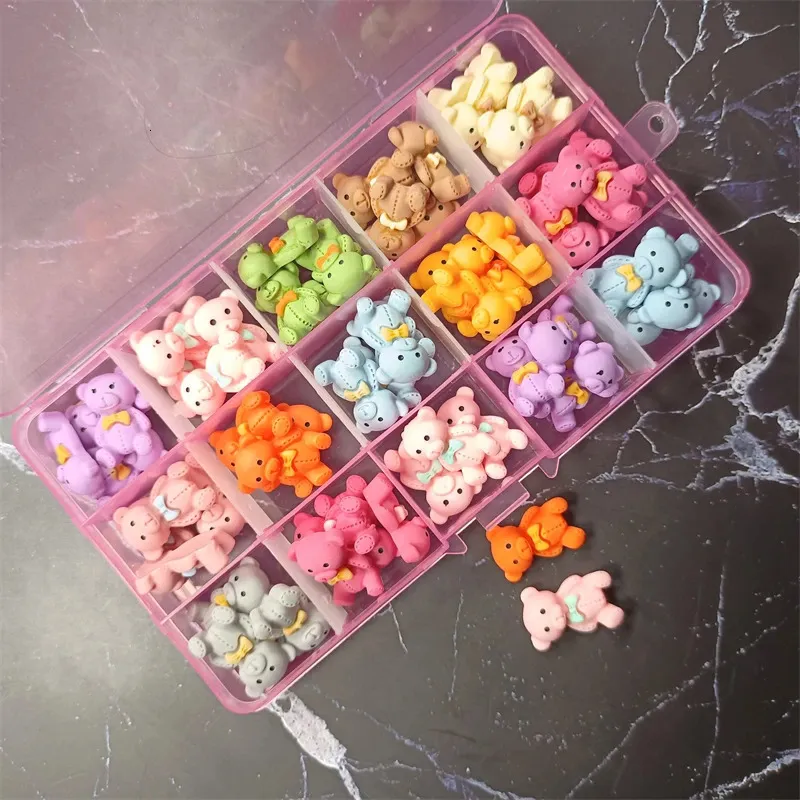 120st/60st Gummy Bear Nail Art Charms Kawaii Accessories Sweet Heart/Star/Candy Nail Art Rhinestones Diy Manicure Accessories 240415