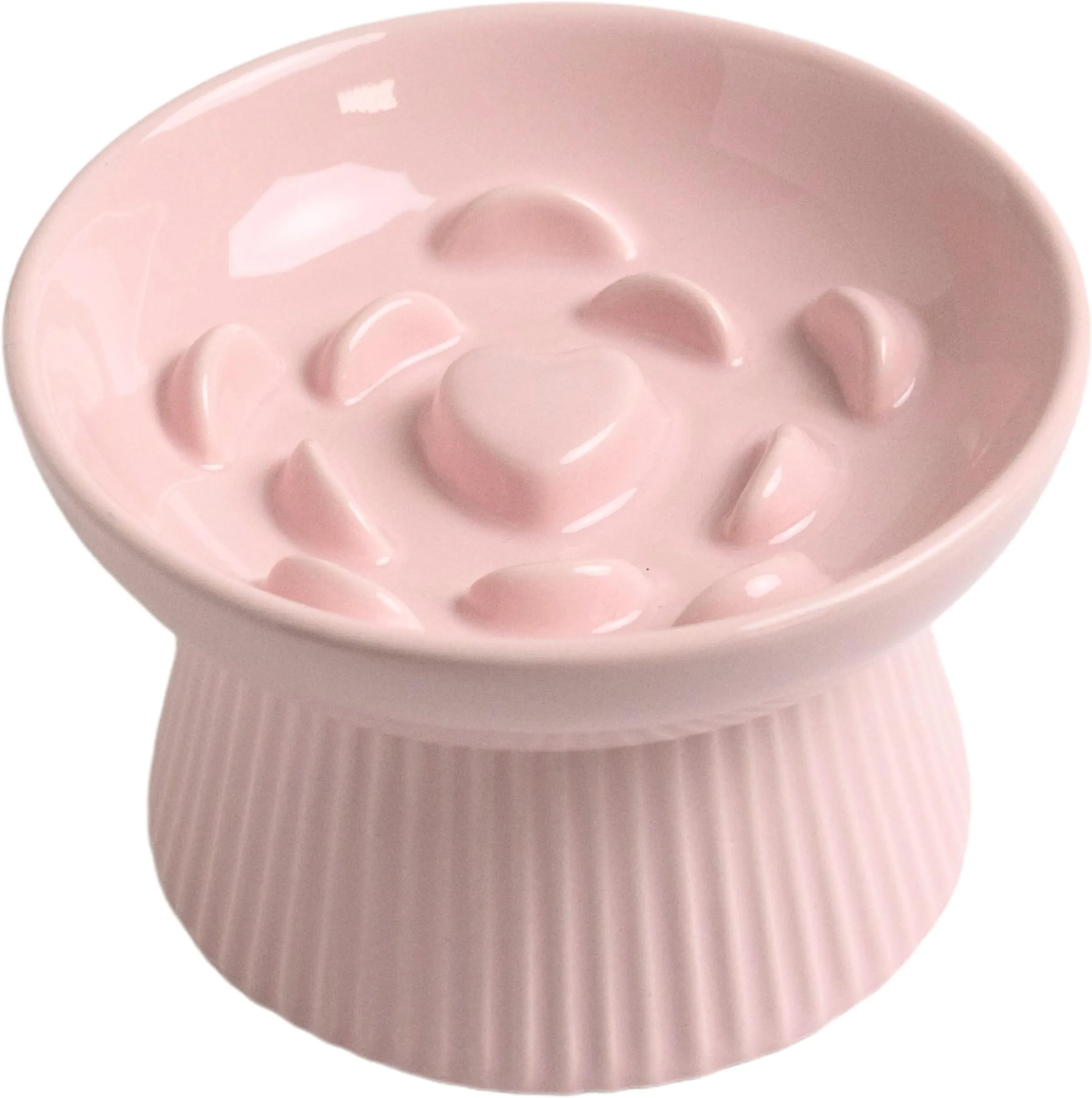LE SERVETA Macaron Ceramic Slow Feeder Cat Bowl - Raised Puzzle Bowl With Cute Ears, Anti-Vomit & Whisker Friendly (Green)