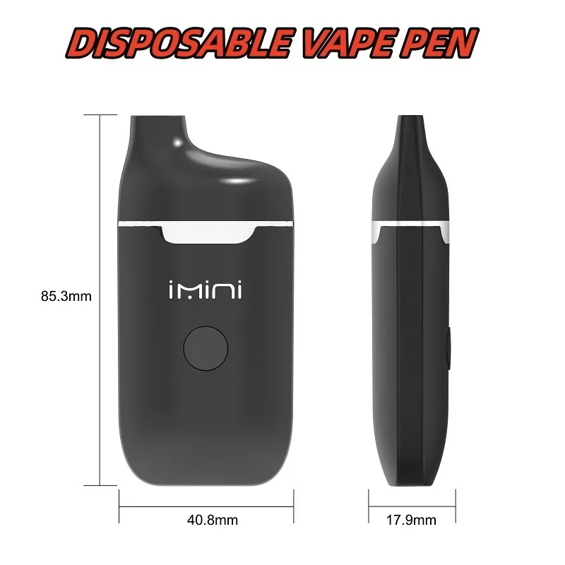 2023 Original Imini C16 Vape Tank 2ml 3ml Ceramic Disposable Square Device Disposable Vape Pen Empty Tank Bar Oil Vaporizer D8 D9 280mAh Preheat USB Recharge Pod