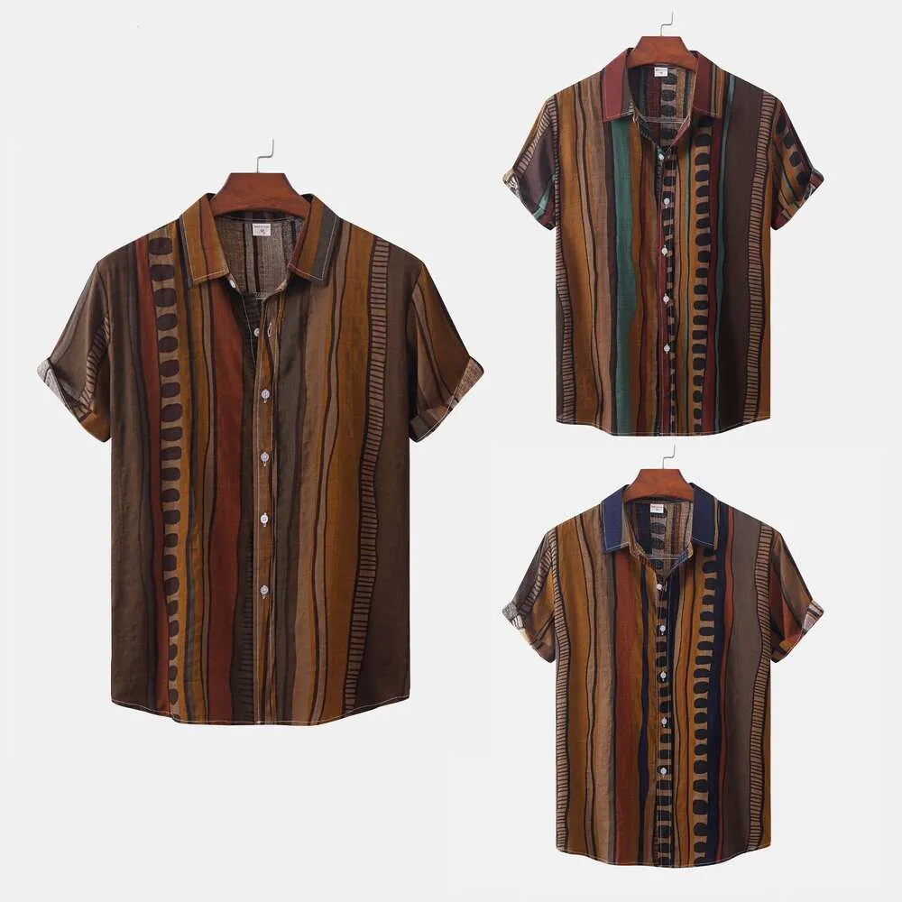 New Printed Short Sleeved Shirt for Men's Casual Oversized Loose Beach Hawaiian Men's Shirt