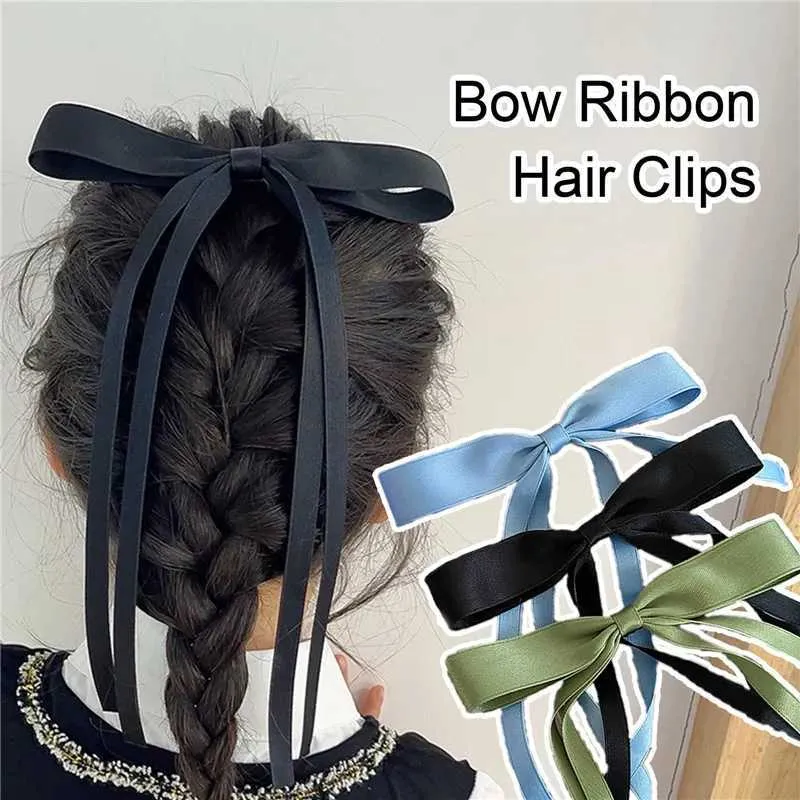 EHK2 Hårklipp Barrettes Korean Fashion Fabric Hair Bow Hairpin For Women Girls Ribbon Hair Clips Black White Bow Clip Female Hair Accessories Gifts 240426