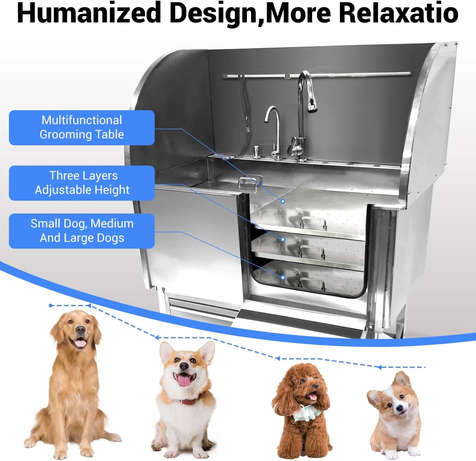 Pet Shower Lightweight Dog Grooming Table Professional Stainless