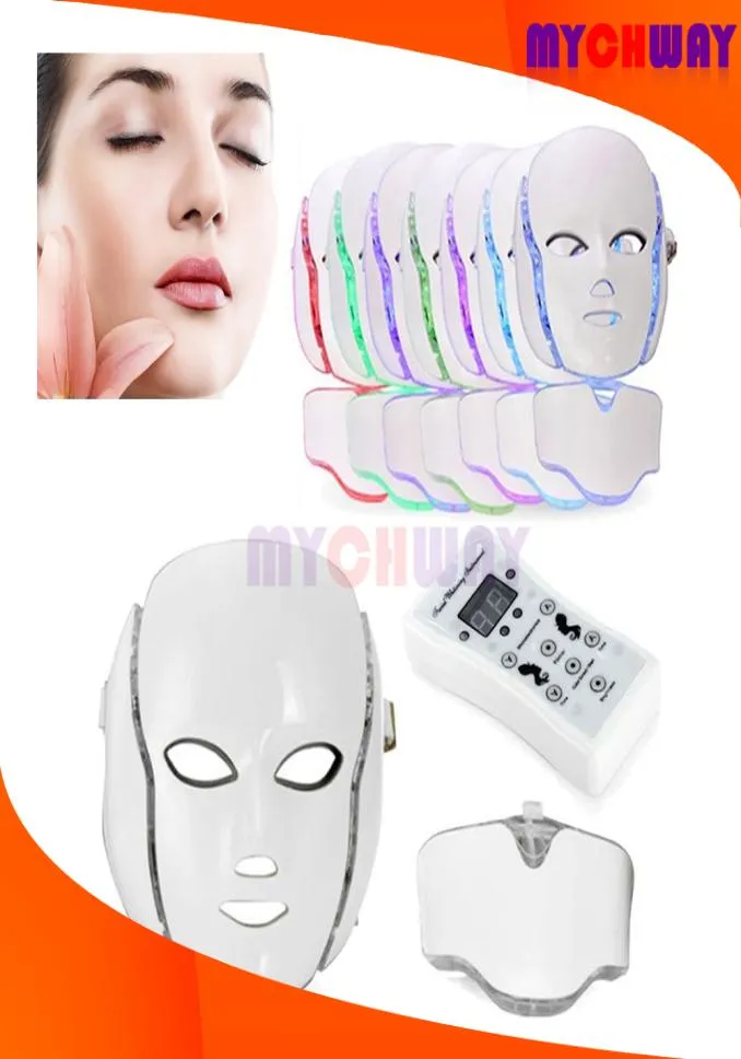 Gift LED PON FACIALNECK MASK PDT 7 Färglila Vit Blue Red Green Podynamics Therapy Anti Aging Anti Spot Skin Beau1910459