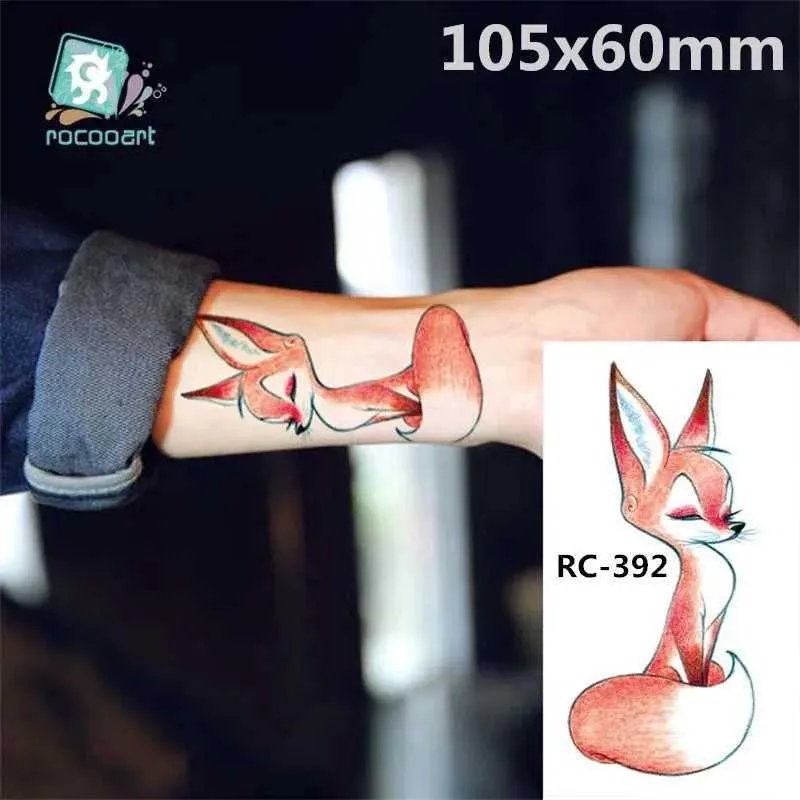 Tatouage Transfert Body Art imperméable Tatouage temporaire Papier pour les femmes et les enfants 3d Lovely Fox Design Small Arm Tattoo Sticker RC-392 240426