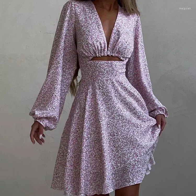 Elegant Floral Hollowed Out V Neck A Line Dresses Elegant Floral Hollowed Out V Neck A Line Dresses