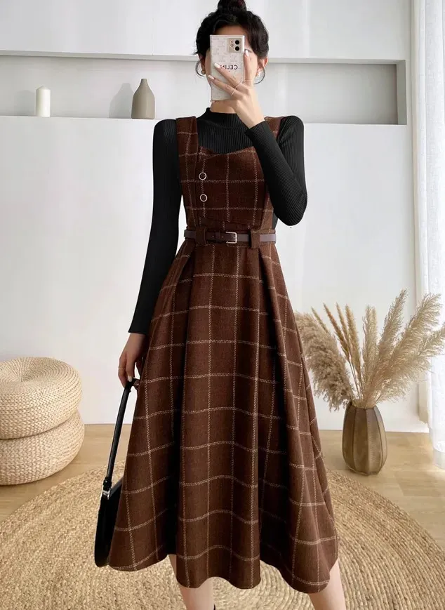 knee length dresses for ladies Winter Women Warm Dress Elegant O Neck Simple Casual Loose Women Plush –  Divahotcouture main image 1
