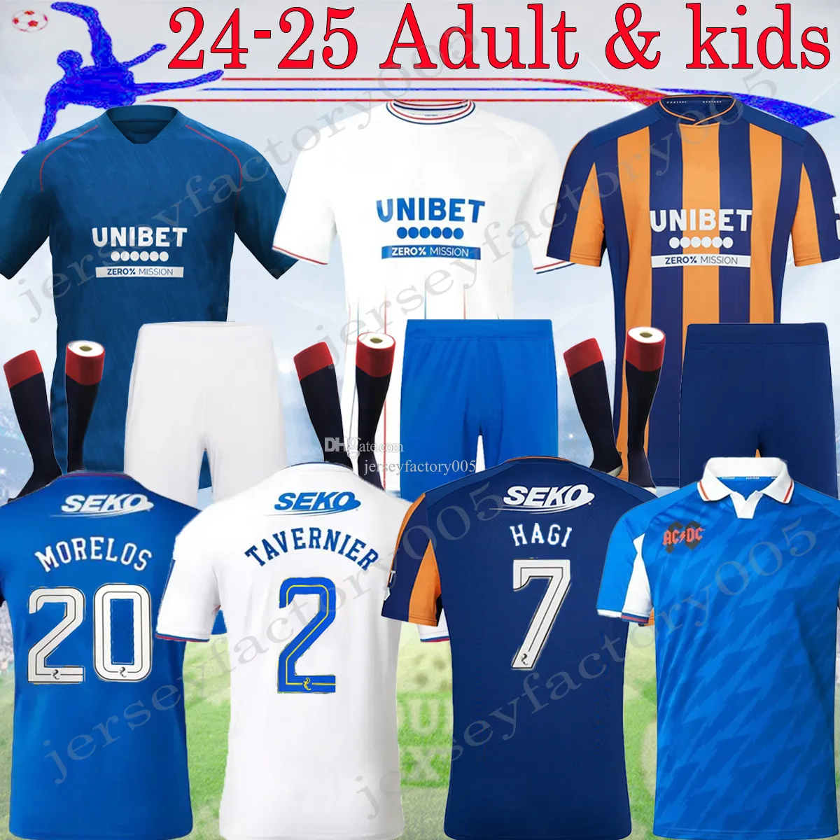 24 25 Rangers voetbalshirts 2024 Home Shirt Away Glasgow Colak Roofe Lundstram Hagi Barker Morelos Tavernier Kent Tillman 3rd Football Man Kids Kit 16-XXL