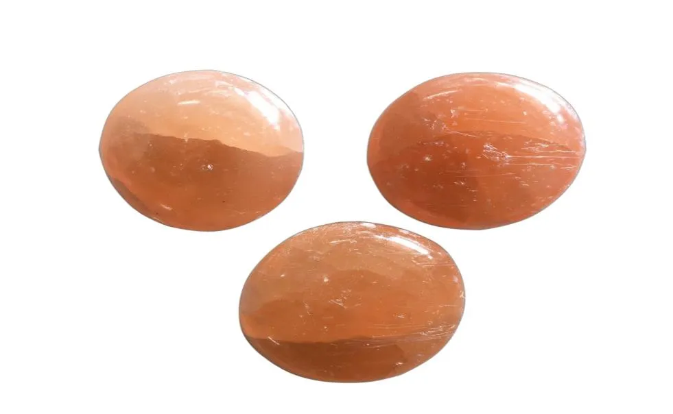 DingSheng Holiday gift 2quot Natural Orange Selenite Palm Stones Crystal Worry Quartz Oval Soap Ball Massage Healing Reiki Chakr8003203