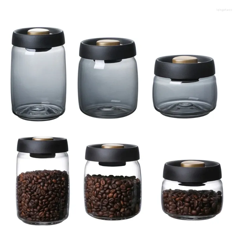 Storage Bottles Glass Coffee Beans Jar Vacuum Sealed Airtight Canister Large Capacity Dropship