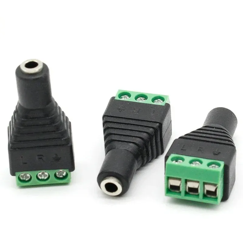 3pcs Connector Jack da 3,5 mm Video AV Balun da 3,5 mm stereo da femmina a vite Stereo a vite Stereo jack da 3,5 mm Terminali a 3 pin femmina a 3 pin