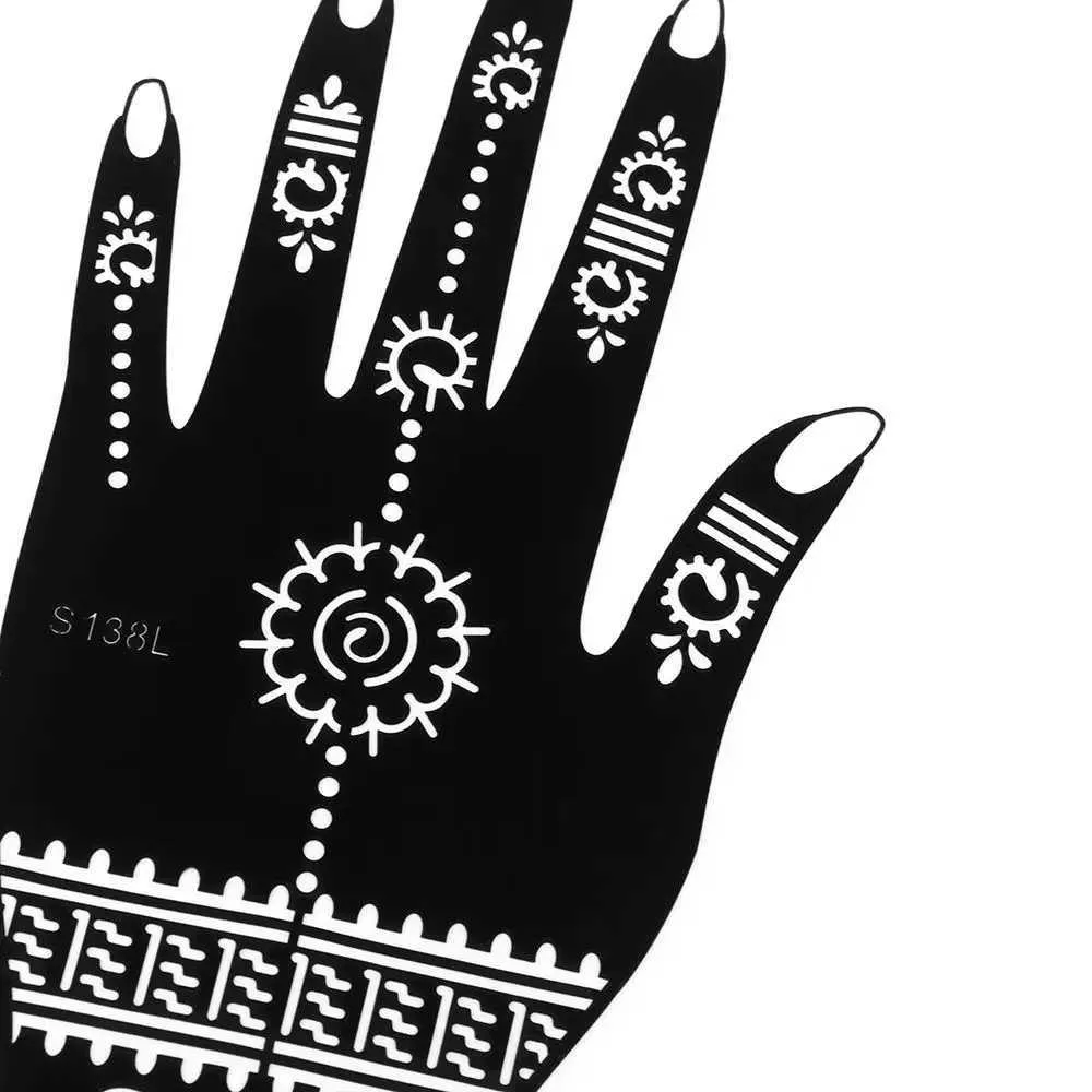 JK15 Tattoo Transfer 1 paire Nouveau Mehndi Indian Style Beauty Tattoo Pochies Temporary Hand Decal Diy Body Art Henna Template Henna Sticker 240426