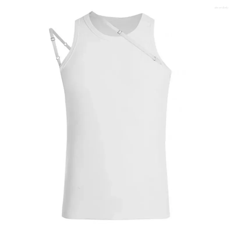 Herentanktops T-shirt Vest Elastische slanke fit onregelmatige riem sexy mouwloze slinger dagelijkse vakantie stijlvolle comfortabele mannetje