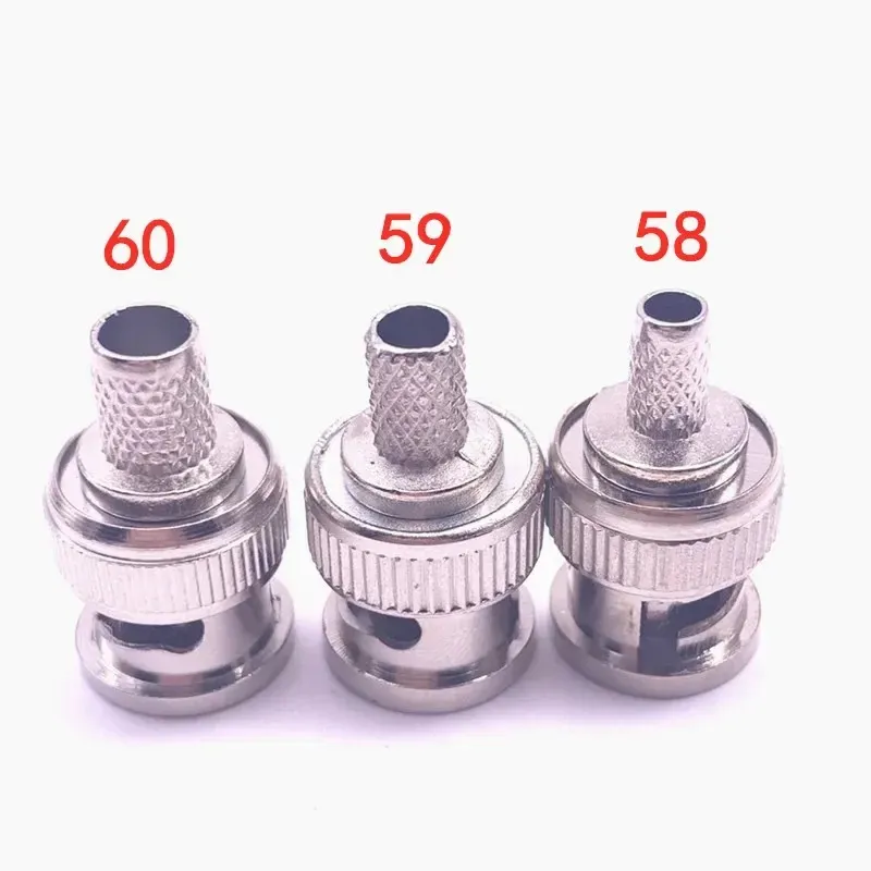 2024 من 3 قطع BNC RG58 RG59 RG60 موصلات تجعيد المكونات الذكور لكاميرا CCTV Connect ANPWOO BNC Communication Sercurity IPCFOR BNC Connector