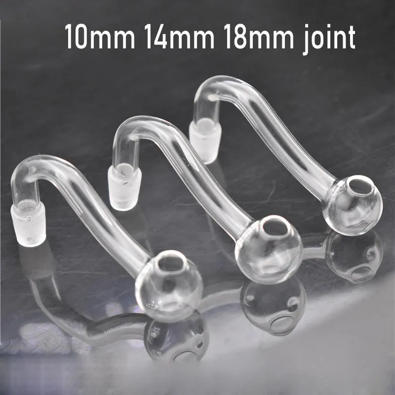 100st Hookah Accessories Curved Glass Oil Burner Pipe rökrör 10mm 14mm 18mm Manlig kvinnlig Bong Adapter Tobak Nagel Böjd form Design Banger Nails