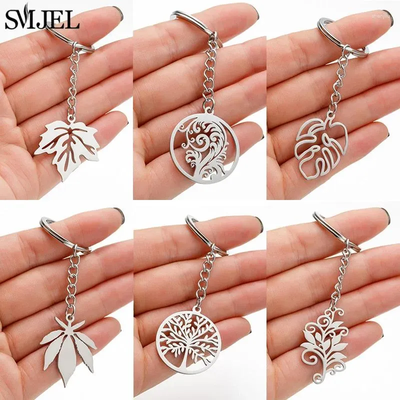 Keychains Stainless Steel Plant Bohemia Leaf Shape Pendant Keyring Holder For Women Men Cute Key Chain Rings Accessories Gift