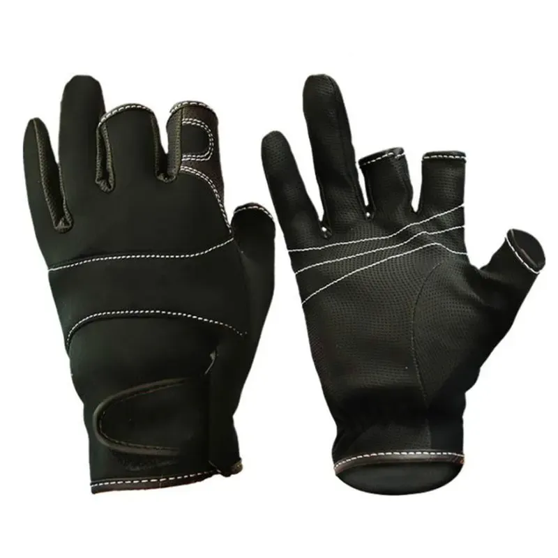 Accessories 1 Pairs Of Winter Fishing 3 Fingers Anti Slip Leather Gloves Warm PU Fingerless Gloves For Fishing Cycling Outdoor Sport