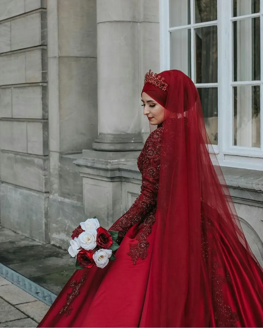 muslim wedding dress red